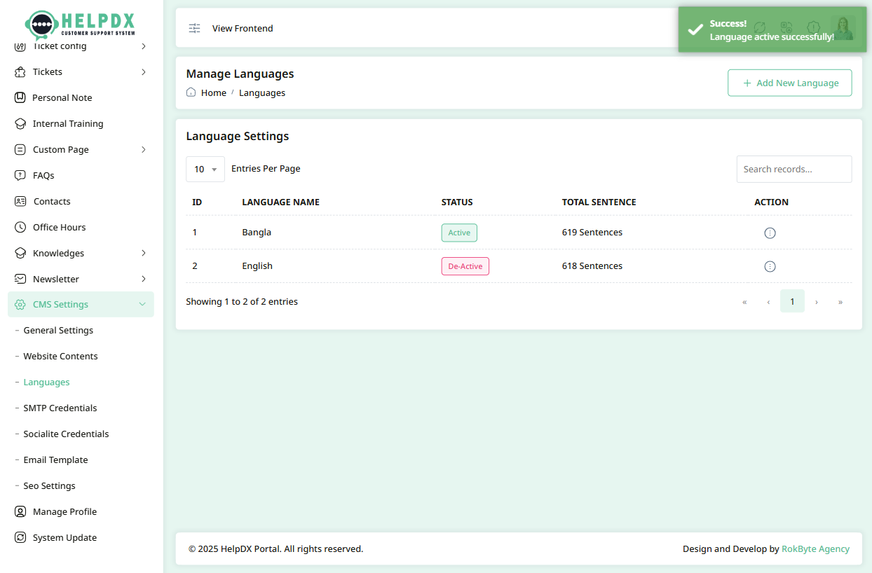 Active Language changes