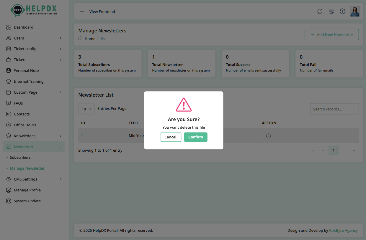 Delete Confirmation Popup