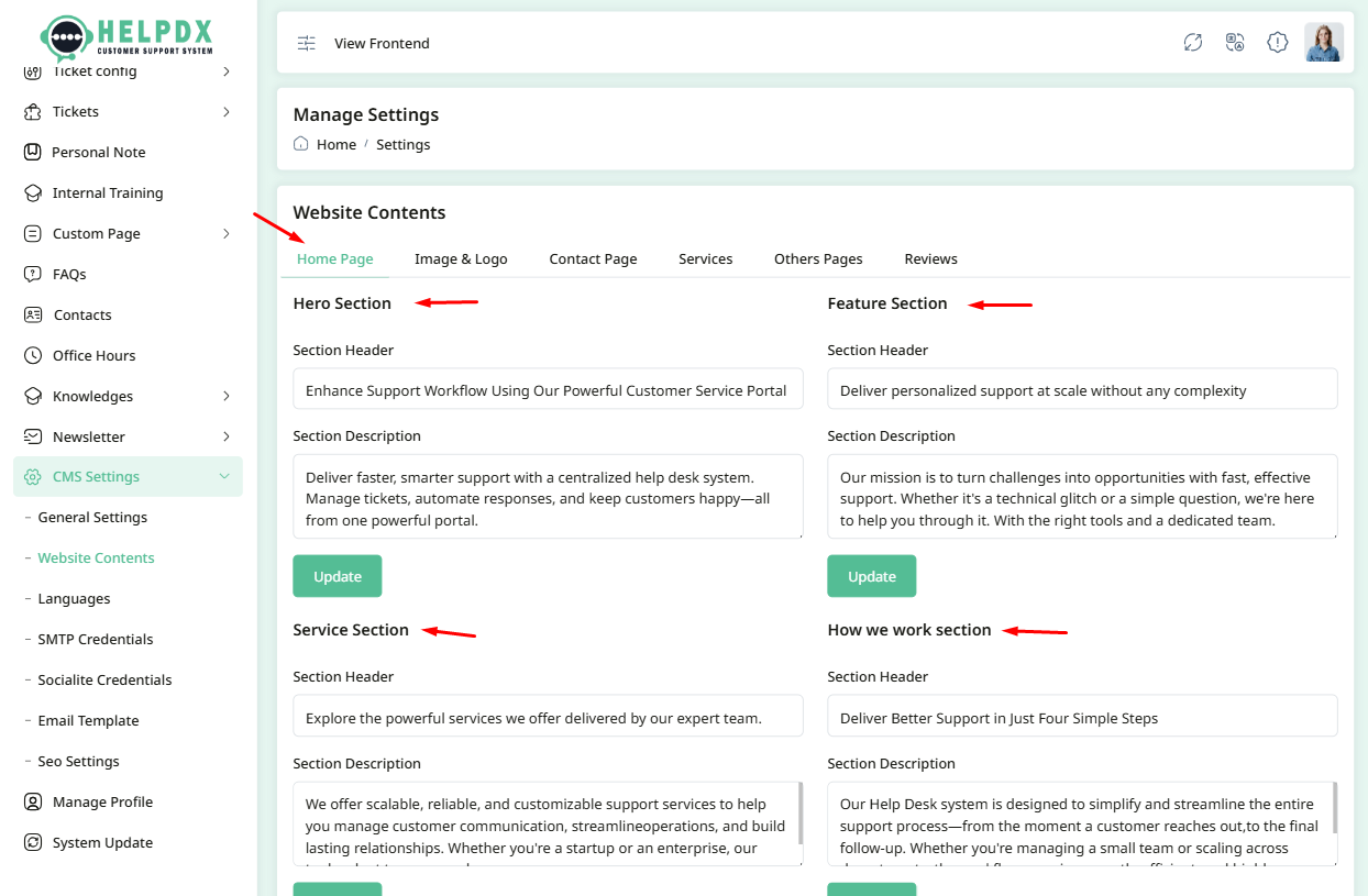 Website Settings