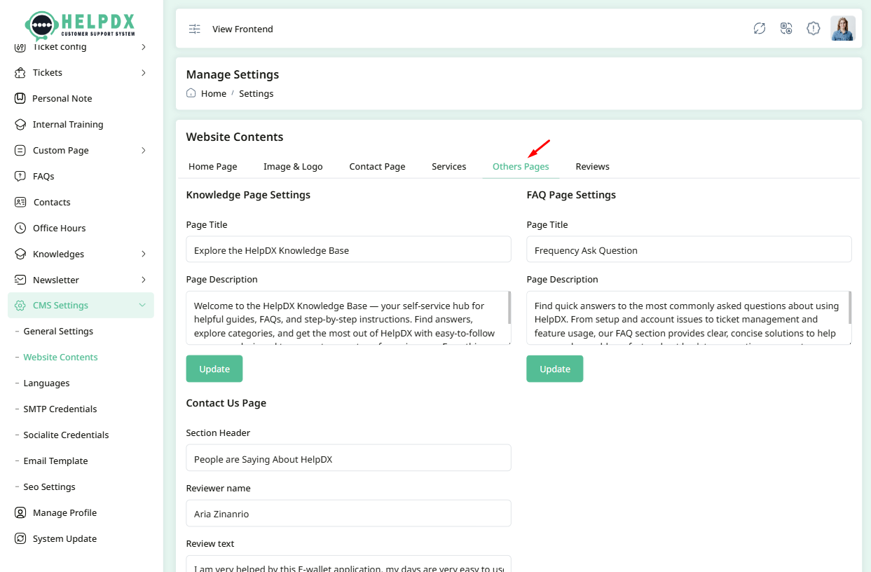 Website Settings