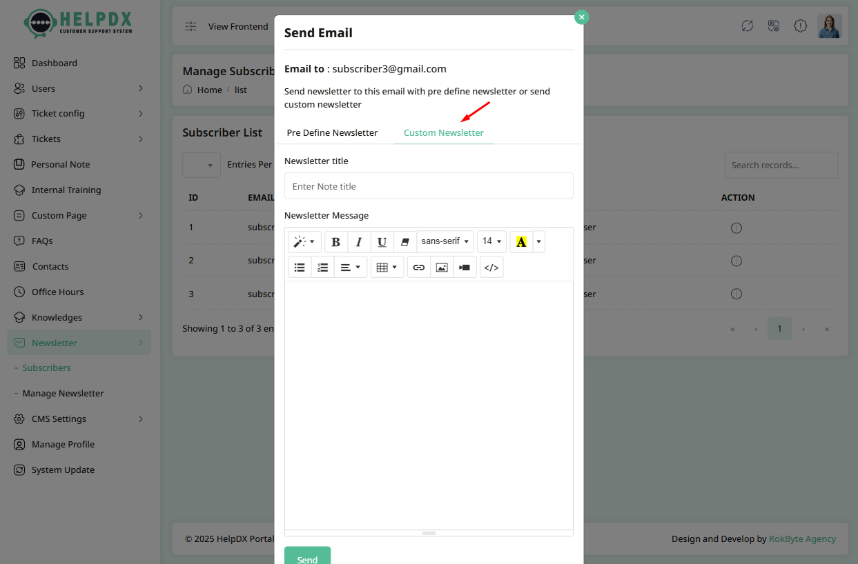 Custom Newsletter Entry