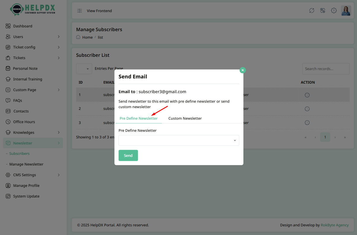 Predefined Newsletter Options