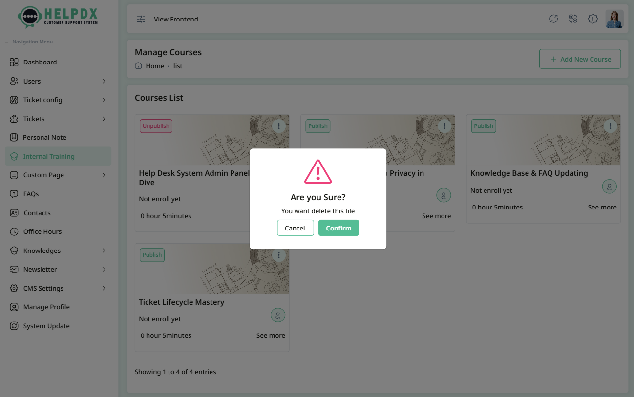 Delete Confirmation Popup